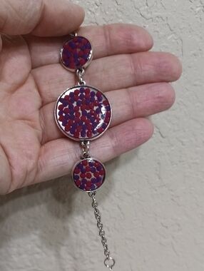 Purple & Pink Dot Circle Drop Bracelet